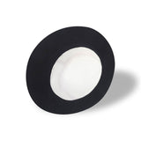 Black bucket hat interior view, white lining. Perfect for fishing, hiking, travel, or a personalized gift.