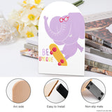 Elephant bookends, beech wood book holder with 'BE UNIQUE' graphic, modern design for office and library.