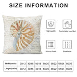 Plush pillow cover with nautilus shell design, size chart included, breathable and comfortable.
