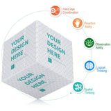 Custom photo puzzle cube with YOUR DESIGN HERE, promoting cognitive skills, ideal personalized gift.