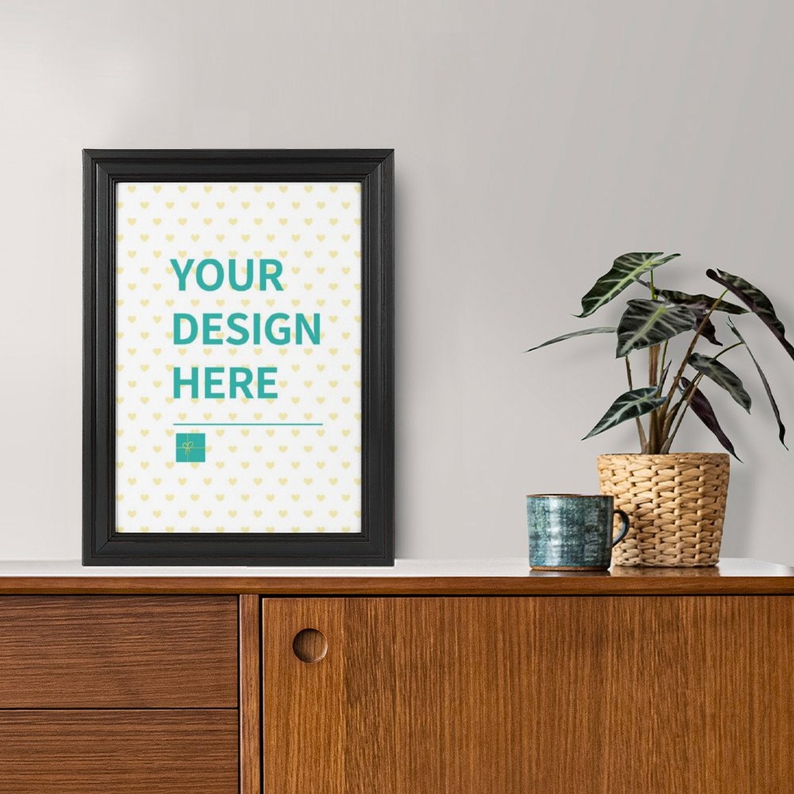 Customizable framed canvas print with design, black frame, personalized wall art gift, MyArtsyGift.