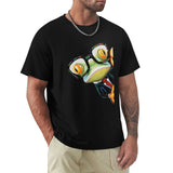 Men's Short Sleeve Crew Neck T-Shirt with a frog design. Classic Tees for Men, black tee.