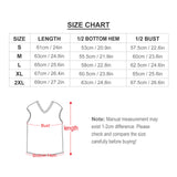 Custom sweater vest size chart with bust, length, and bottom hem measurements in cm/inches, plus care instructions.