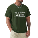 Dark green crew neck t-shirt with funny quote for men, pure cotton fabric. Classic Tee