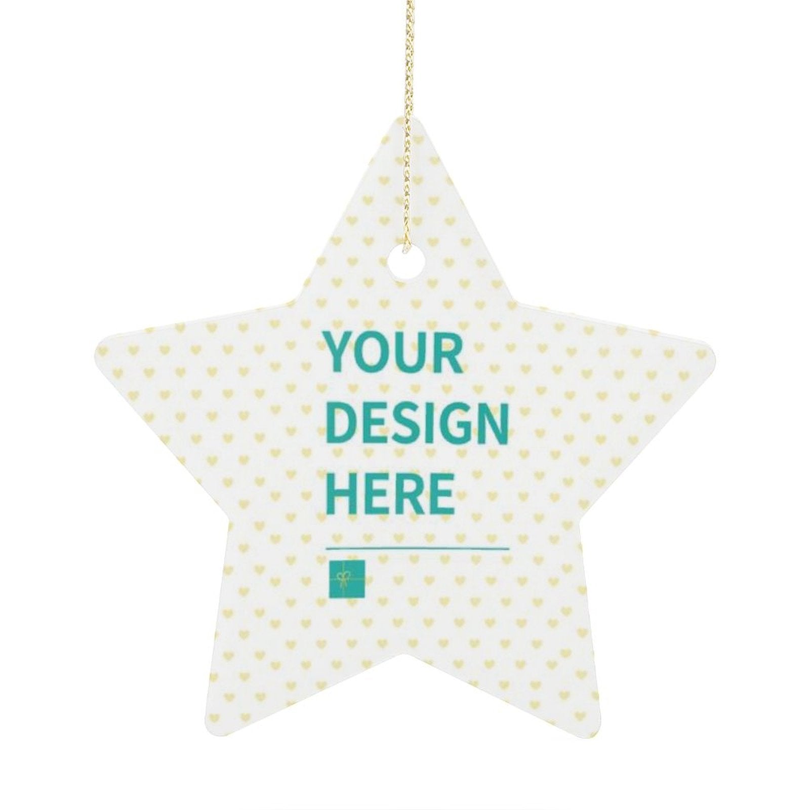 Custom Christmas Star Ornament with "Your Design Here," Ceramic Christmas Tree Hanging Decoration