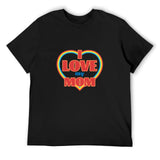 Black men's crew neck t-shirt, "I Love My Mom" design, MyArtsyGift apparel