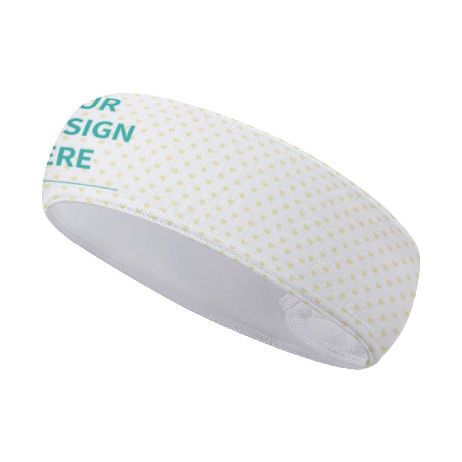 Custom sports headband, white towel cloth with heart pattern, workout sweatband for women/men