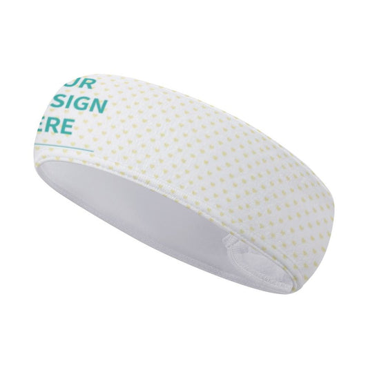 Custom sports headband, white towel cloth with heart pattern, workout sweatband for women/men