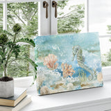 Under Sea Life II seahorse and coral canvas print, home decor, USA made