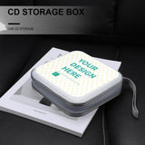 Customizable CD/DVD holder with 'YOUR DESIGN HERE', plastic wallet for car, home, office. CD storage box with zipper.