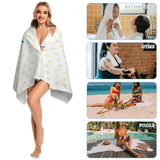 Personalized microfiber beach towel with yellow heart design, perfect for beach, pools, gyms and bathroom. Made in USA.