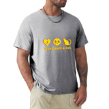 Men's gray cotton Love Death & Cat T-shirt, classic crew neck tee, MyArtsyGift, sizes S-6XL