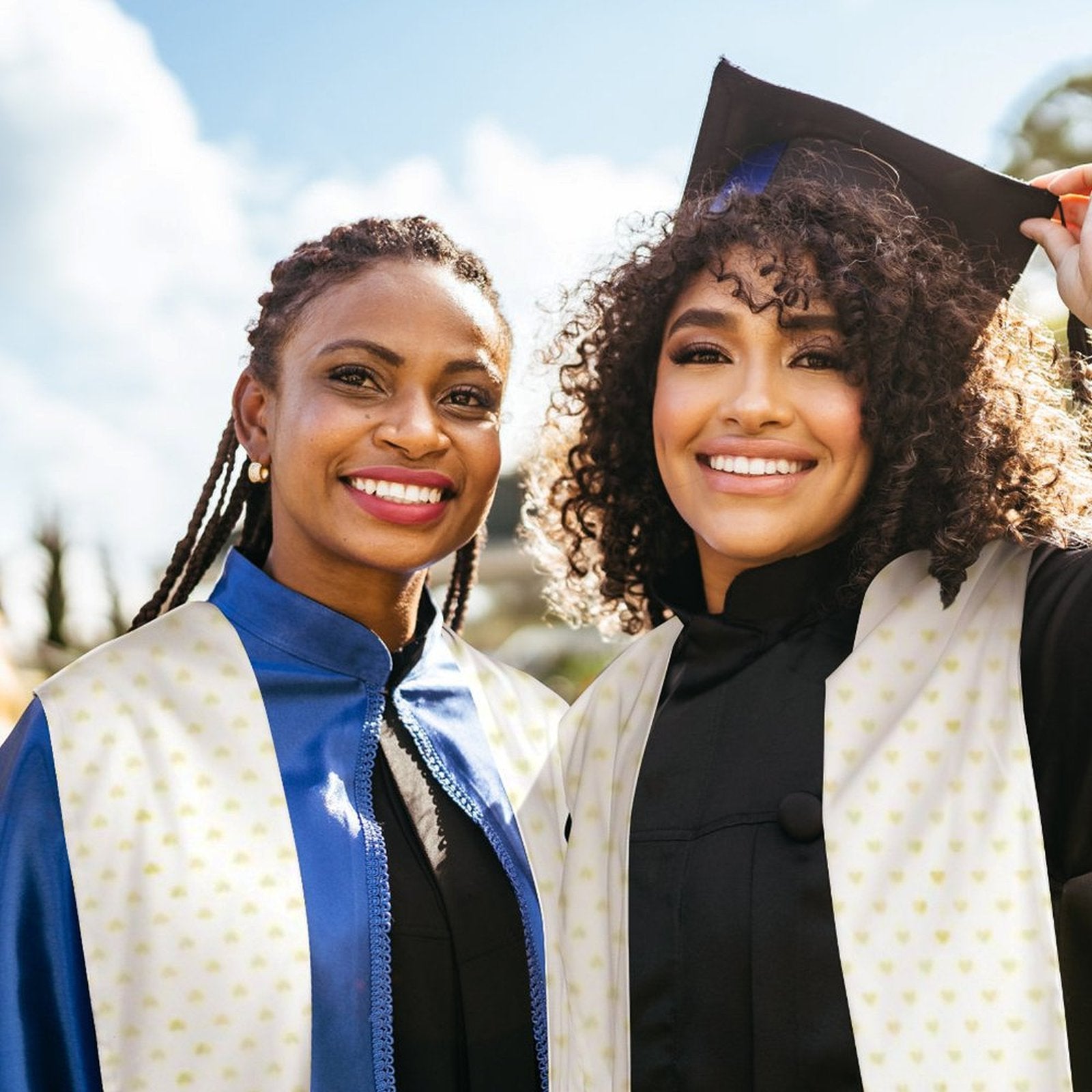 Graduation stoles with heart pattern, perfect senior gifts. Custom, personalized graduation sash for graduates.