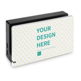 Custom Nintendo Switch Charging Dock faceplate with "YOUR DESIGN HERE" message, personalize gifts at MyArtsyGift.com