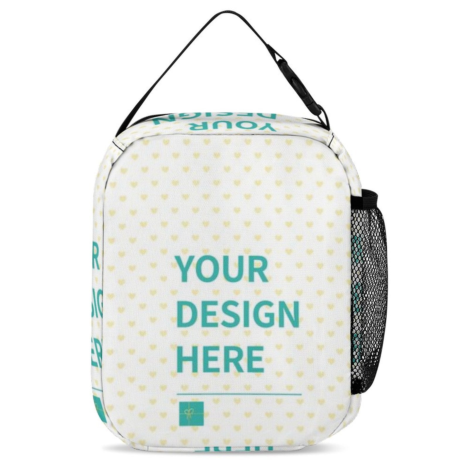 Customizable insulated lunch tote bag, 'YOUR DESIGN HERE', leakproof, ideal for work, picnic, travel. Personalized gift.