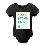 Customizable black baby bodysuit, design your own gift, featuring 'YOUR DESIGN HERE' text.