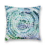 Luxury soft fluffy decorative pillow cover with abstract blue-green design for sofa or couch.