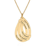 Gold Personalized Water Drop Necklace with Custom Names, Anniversary Gift Jewelry