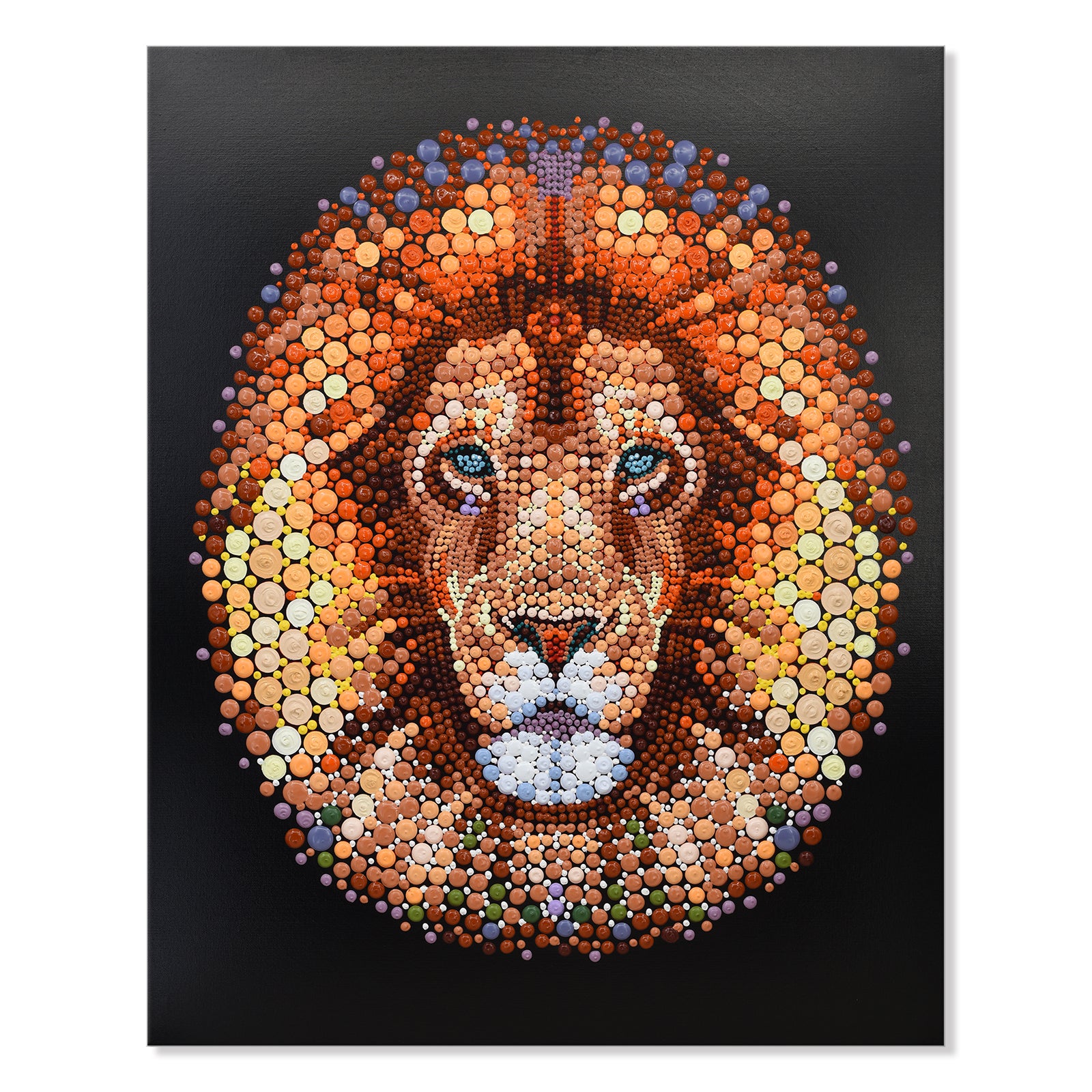Pixel Dot Lion Painting by Ben Heine, Handmade Acrylic on Canvas, Gallery Wrapped