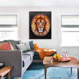 Ben Heine Digital Circlism lion portrait on canvas, handmade art. Unique mosaic technique with acrylic paint for home decor.