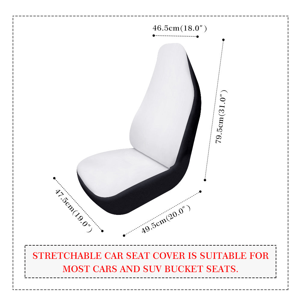 Stretchable car seat cover, white with black border, suitable for most cars and SUVs. Car interior seat protector.