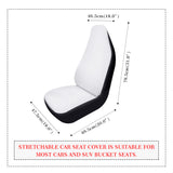 Stretchable car seat cover, white with black border, suitable for most cars and SUVs. Car interior seat protector.