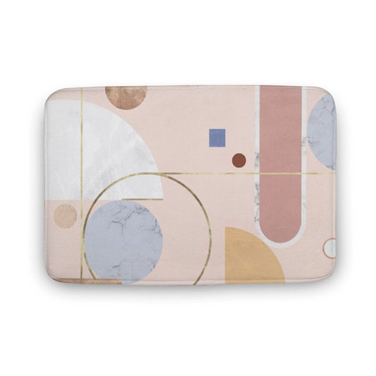 Coral Velvet Bath Rug with Abstract Geometric Design - Non-slip and Durable