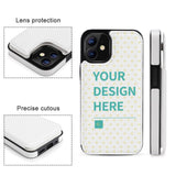 Personalized iPhone 12 series white PU leather flip case with custom design featuring your artwork.