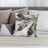 Soft plush throw pillow cover with watercolor feather design for sofa or couch decor