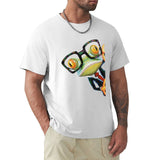 Men's white short sleeve t-shirt with a frog graphic, Crew Neck T-Shirt for men, MyArtsyGift