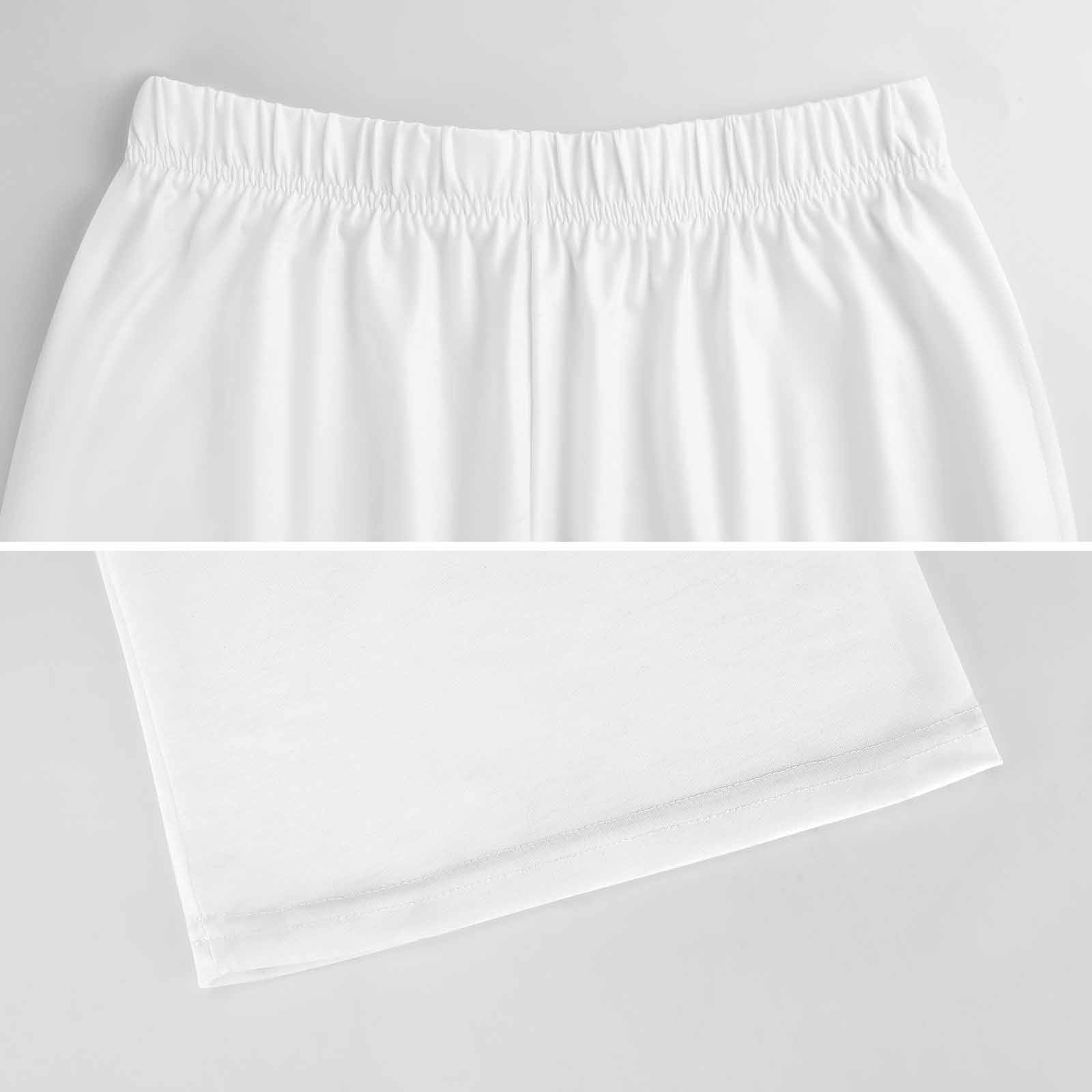 White toddler pajama pants detail, elastic waistband and hem, cozy and comfortable for kids' sleep.