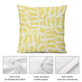 Yellow and white abstract plush pillow cover with soft fabric and invisible zippers for sofa, couch, and living room decor