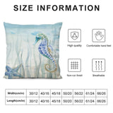Watercolor seahorse pillow cover for sofa. Soft, comfortable, and breathable design.
