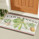Farm Fresh door mat with radishes, snap peas and carrots, indoor or outdoor entrance