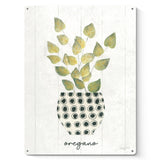 Herb Garden VIII metal sign featuring oregano, decorative plant art, and a vintage-style metal sign.