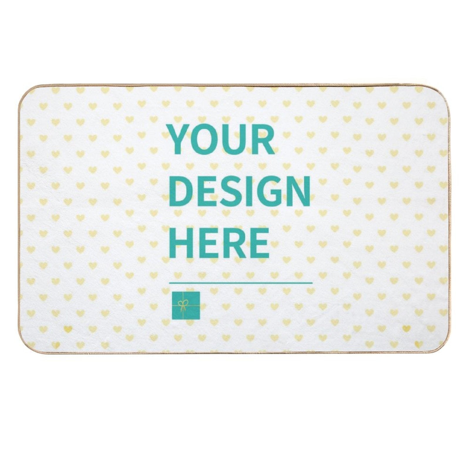 Personalized flannel floor mat, customizable design, heart pattern, perfect for bedroom or bathroom.