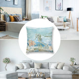 Seahorse watercolor pillow cover, short plush decorative pillow for sofa or couch in living room.