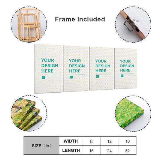 Customizable 4 Panel Canvas Prints - Framed Wall Art, Ideal Gifts for Family & Friends. Includes hanging hardware.