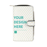 Customizable PU leather wallet with "Your Design Here" text, perfect for a personalized gift on MyArtsyGift
