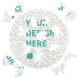 Personalized round photo puzzle, 'YOUR DESIGN HERE', poplar wood jigsaw puzzle, animal shapes, custom gift.