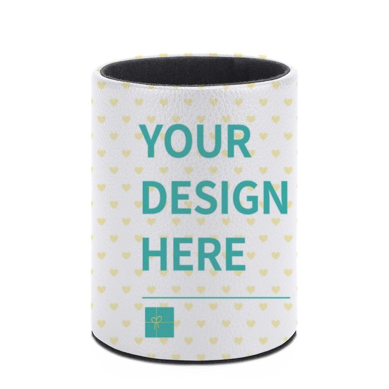 Custom PU Leather Pen Holder with Heart Pattern, Customizable Design for Office and Home