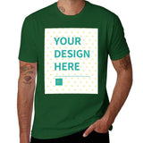 Green custom short sleeve t-shirt for men with 'YOUR DESIGN HERE' design, MyArtsyGift