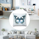 Butterfly throw pillow cover on sofa, short plush, blue butterfly design, MyArtsyGift home decor