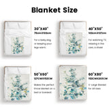 Eucalyptus IV flannel blanket size guide. Includes 30"x40", 40"x50", 50"x60", and 60"x80" sizes, perfect for home decor.