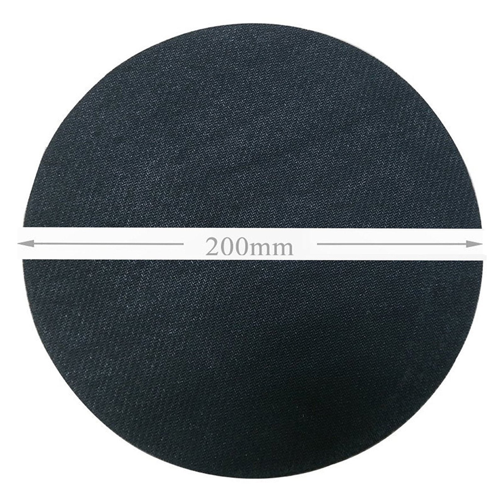 Black round mouse pad, 200mm, waterproof and non-slip for office or gaming.
