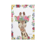 Giraffe canvas print by Emily Adams with floral crown, perfect wall art for home decor.