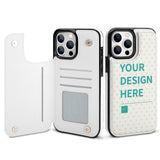 Personalized white iPhone 13 series wallet case with custom design