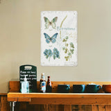 Metal tin sign, botanical butterfly design, perfect home decor, made in USA. Personalized art gift idea.