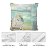 Beach-themed plush pillow cover, short plush fabric, with "TO BE" sign, MyArtsyGift decorative pillow for sofa.