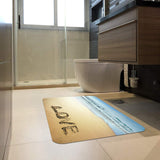 Love Beach doormat, rubber floor mat with beach and LOVE text design, for bathroom or home decor